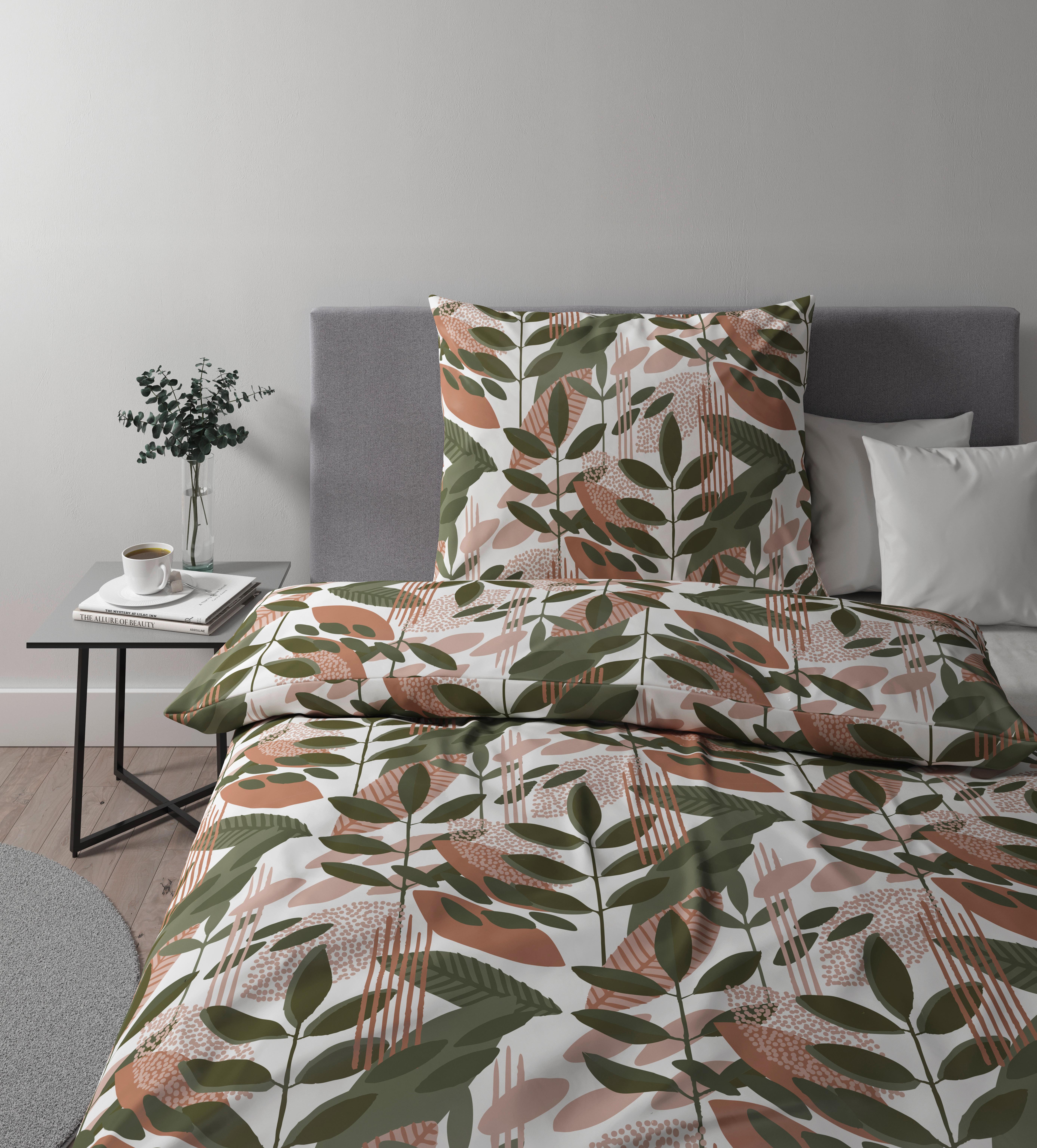 Posteľná Bielizeň Blätter, 140/200cm - biela/zelená, Romantický / Vidiecky, textil (140/200cm) - Premium Living