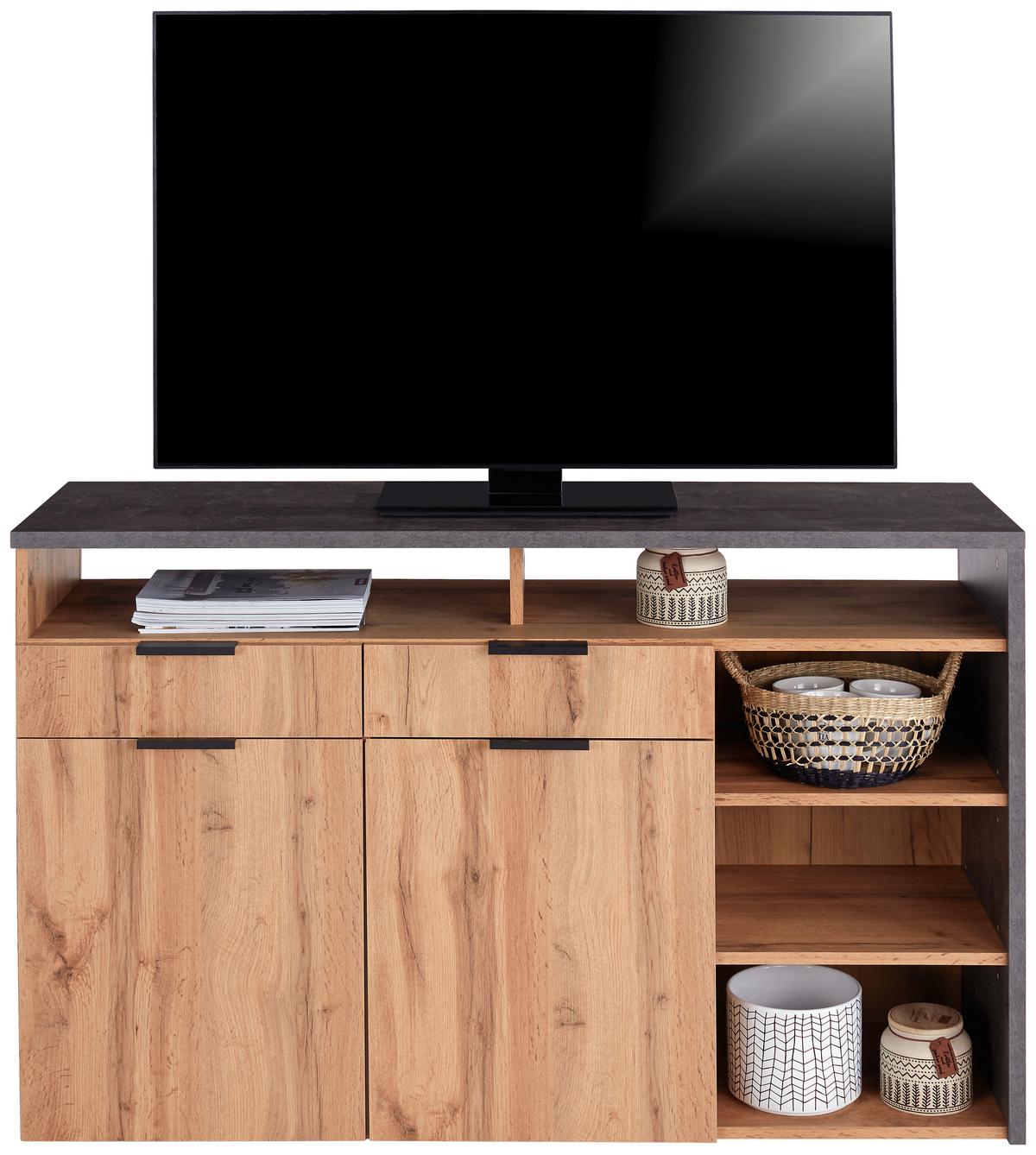 TV-Regal MX146 B: 130 cm Betonoptik/Eiche Dekor - Eichefarben, MODERN, Holzwerkstoff (130/80/40cm)
