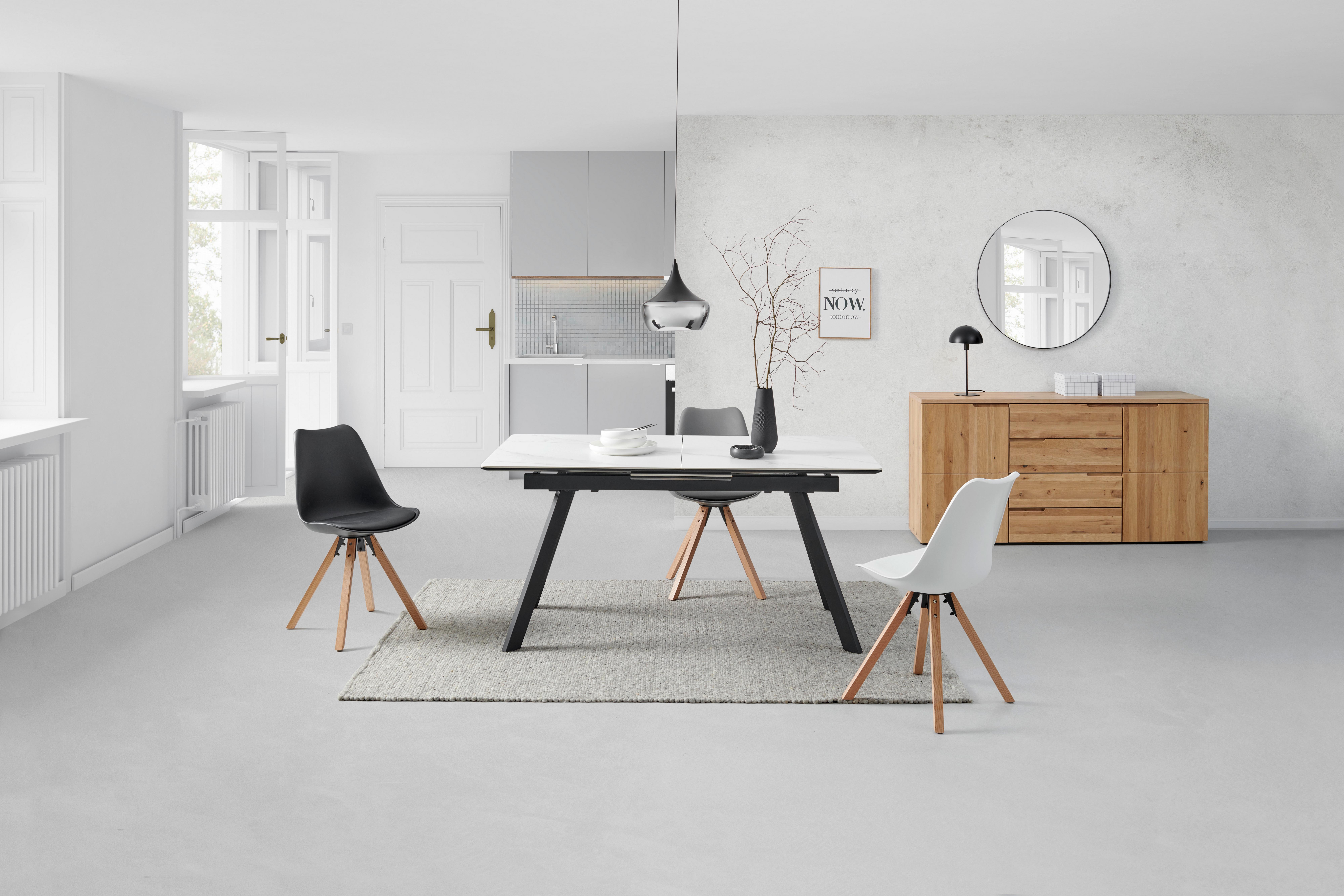 Esstisch Tea - Schwarz/Weiß, LIFESTYLE, Keramik/Holzwerkstoff (160-200/76/90cm) - MID.YOU