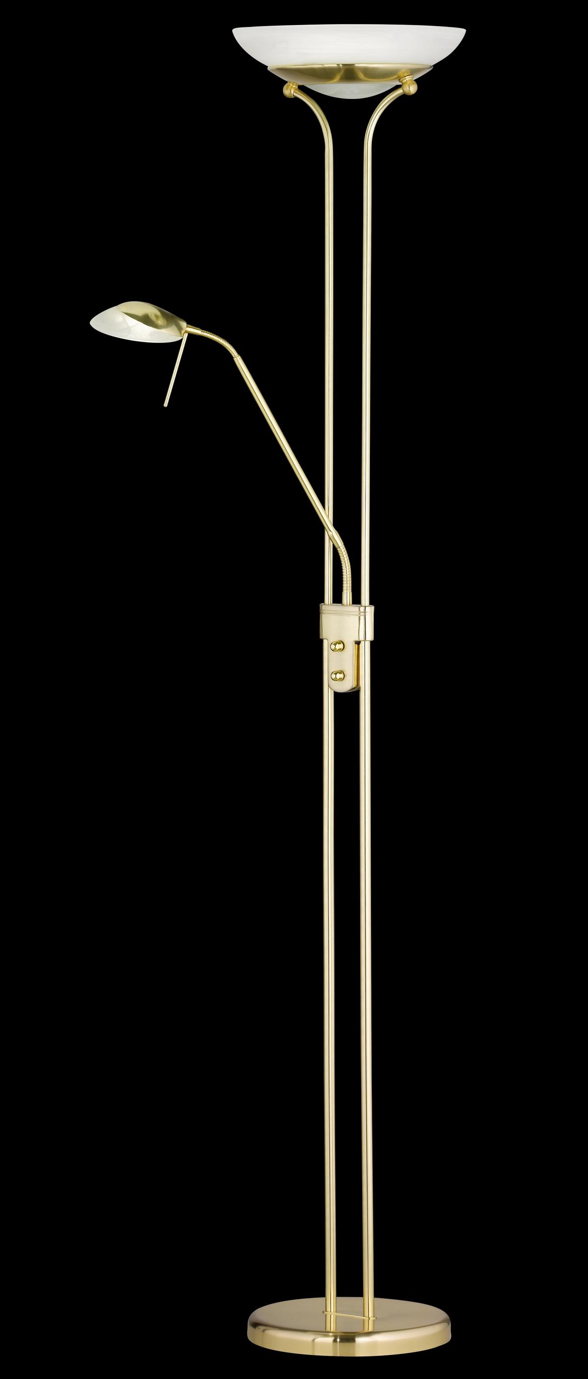 LED-Stehlampe Pool dimmbar Messingfarben mit Leselampe - Messingfarben/Weiß, KONVENTIONELL, Glas/Metall (32/182cm) - Fischer & Honsel