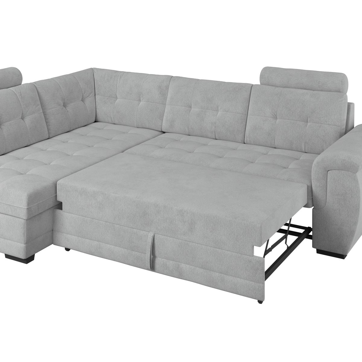 Ecksofa mit Schlaffunktion Falco new hellgrau 183x251 cm - Hellgrau/Schwarz, KONVENTIONELL, Textil (183/251cm) - Ondega