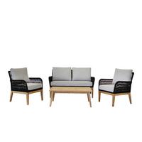 Loungegarnitur 4-tlg Mykonos aus Holz mit Kissen - Anthrazit/Hellgrau, Basics, Holz/Textil (135/90/73cm) - Acamp