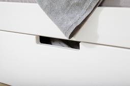 Hausbett LINA aus Kiefer massiv in Weiß mit Rollrost und Schublade Detail