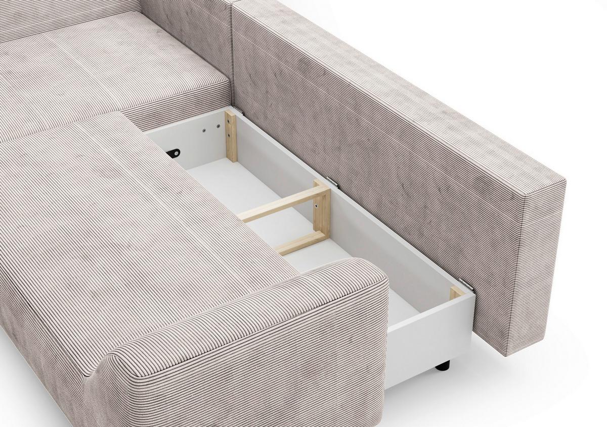 Eckschlafsofa Asolo Creme S: 167x273 cm - Creme/Schwarz, Design, Textil (167/273cm) - MID.YOU