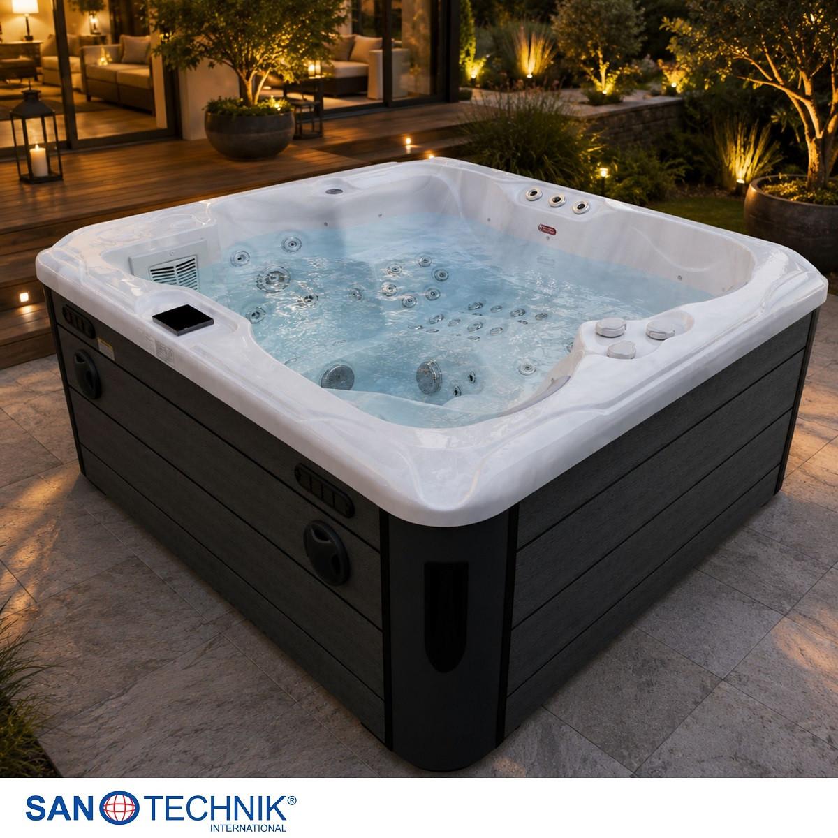 WHIRLPOOL Capri Grauweiß B: 210 cm - Grauweiß, KONVENTIONELL, Kunststoff (210/160/90cm) - Sanotechnik