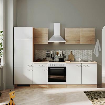 Küchenblock Samoa - Weiß/Sonoma Eiche, KONVENTIONELL, Holzwerkstoff (270/200/60cm) - FlexWell
