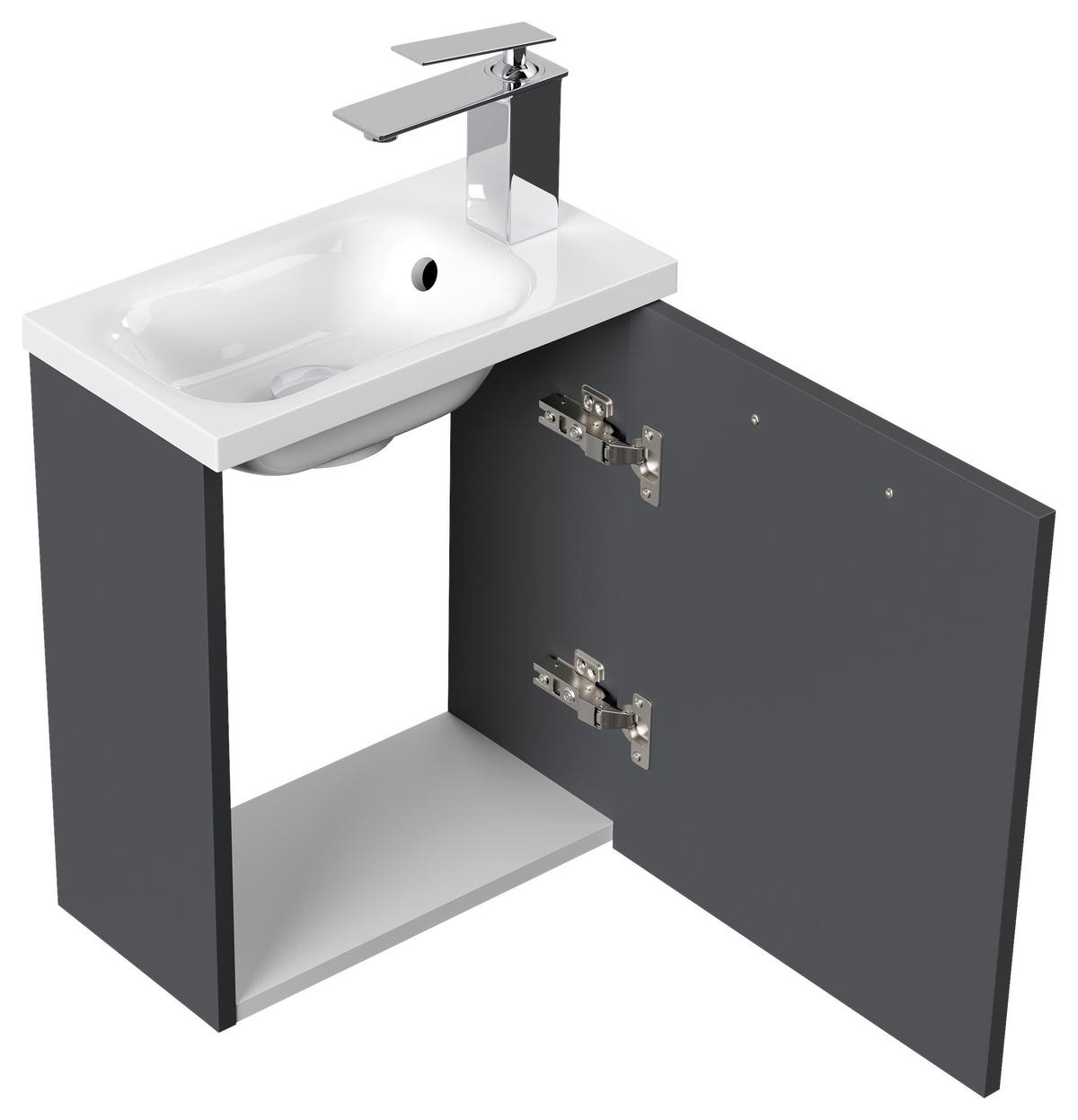 Gästebad Pieni Graphitfarben B: 40 cm - Graphitfarben, MODERN, Holzwerkstoff/Stein (40cm) - MID.YOU