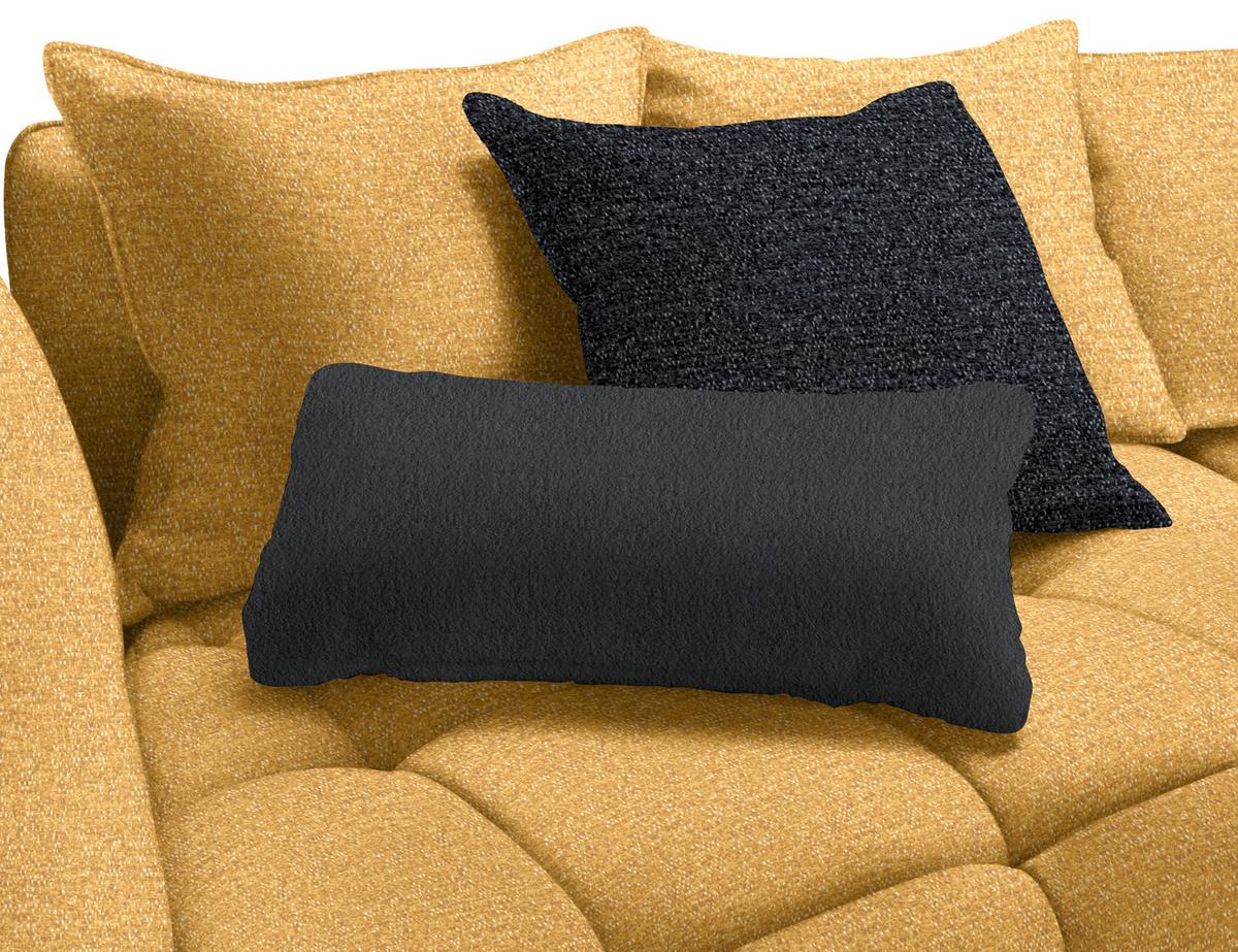 Boxspringová pohovka SOFI, hořčicové žlutá, tmavě šedá - šedá/černá, Moderní, textil (294/93/152cm) - Premium Living