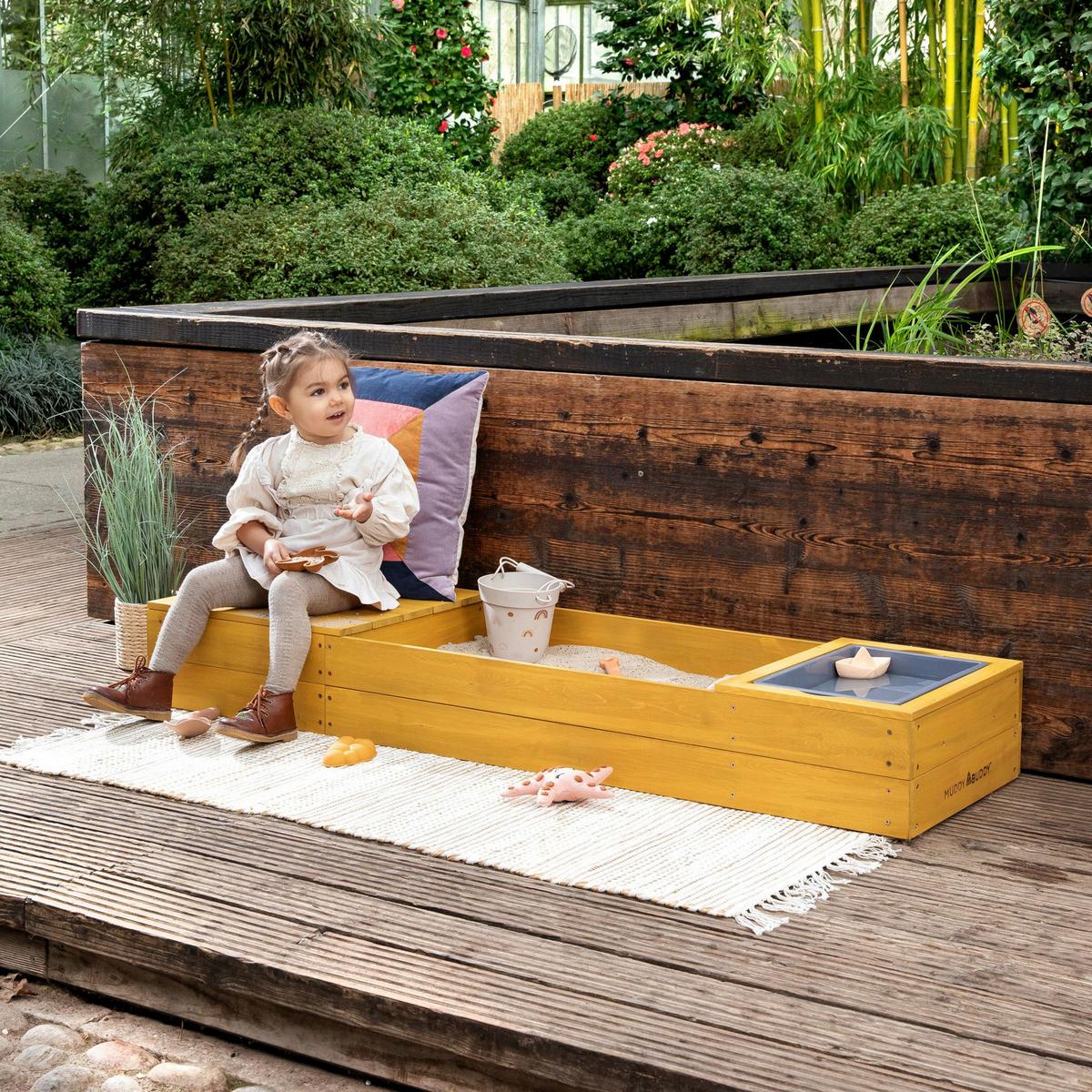 Sandkasten Muddy Buddy® - Basics, Holz (150/45/20cm) - MUDDY BUDDY