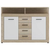 Kommode Lupo Eiche Dekor Weiß B: 119 Cm - Weiß/Sonoma Eiche, Design, Holzwerkstoff (119/96/32cm) - MID.YOU