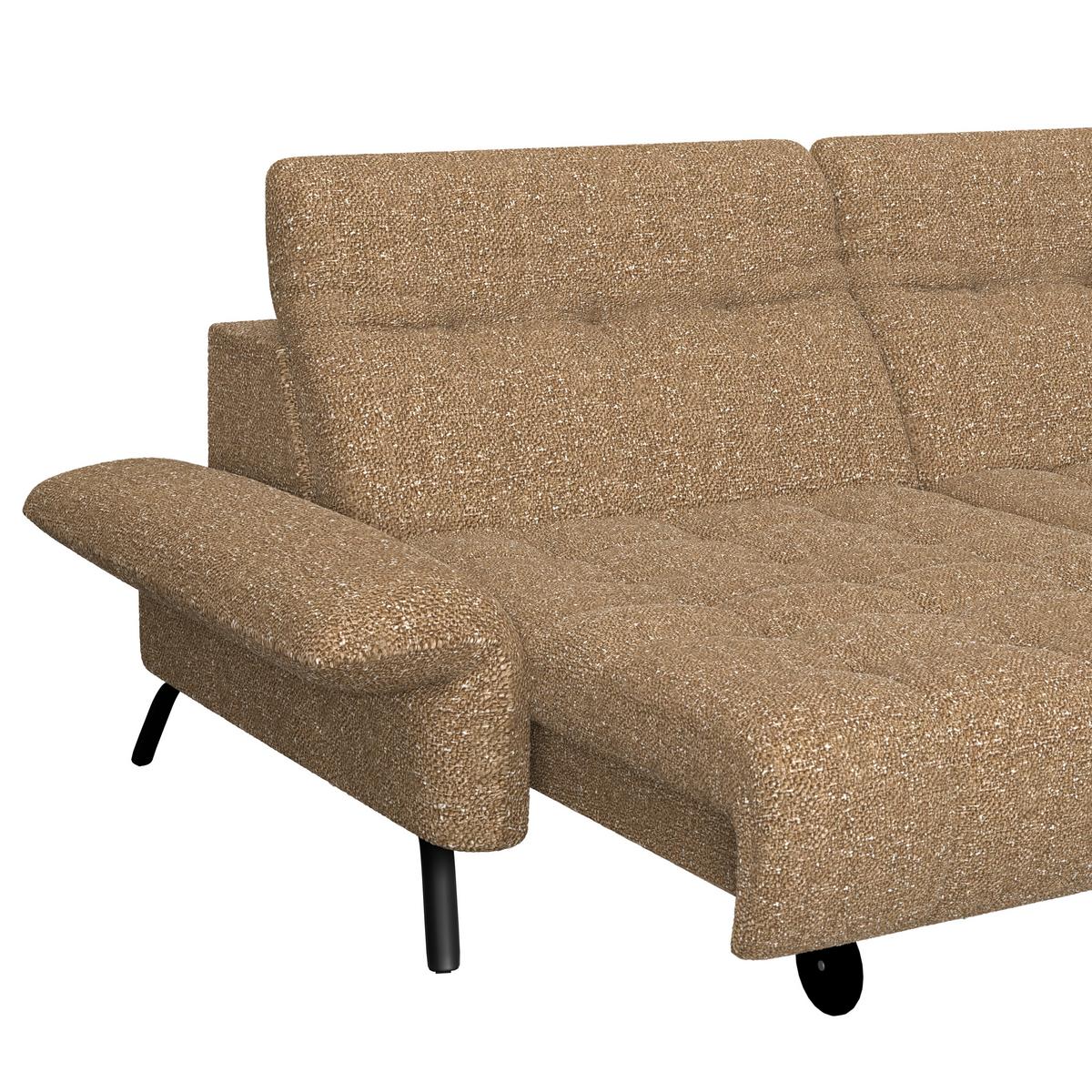 Ecksofa Coast Cognac B: 244-270 cm - Cognac/Schwarz, KONVENTIONELL, Holzwerkstoff/Textil (244/173cm)