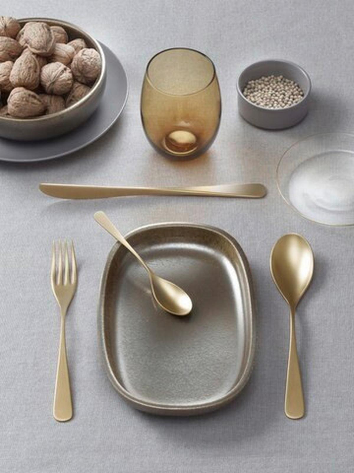 sada príborov AUDREY - medová, Basics, kov (25,5/7/5,3cm) - Pintinox