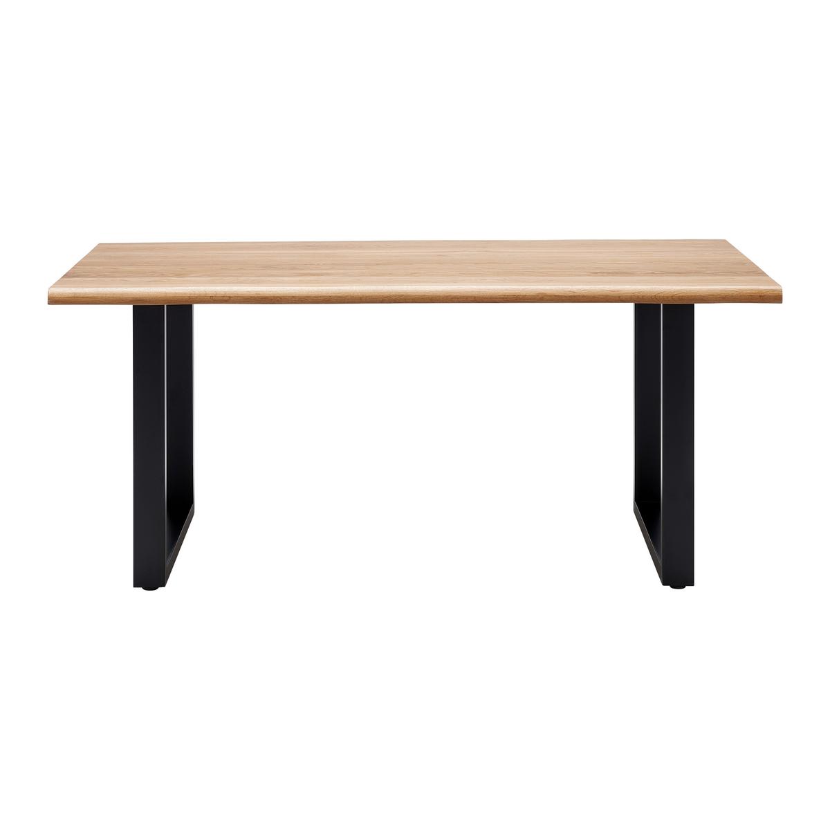 Jedálenský stôl masív dub LEN 180x90cm - čierna/farba duba, Modern, kov/drevo (180/90/76cm) - Bessagi Home