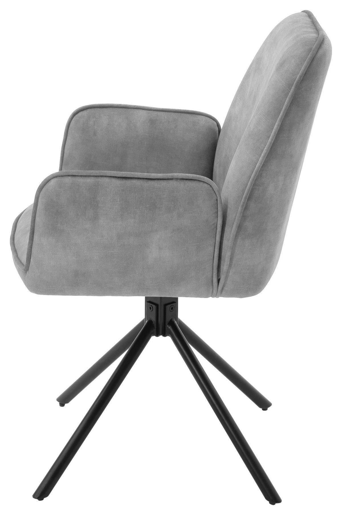 ŽIDLE S PODRUČKAMI OTTAWA - šedá/černá, Moderní, kov/textil (60/89/64cm) - Premium Living
