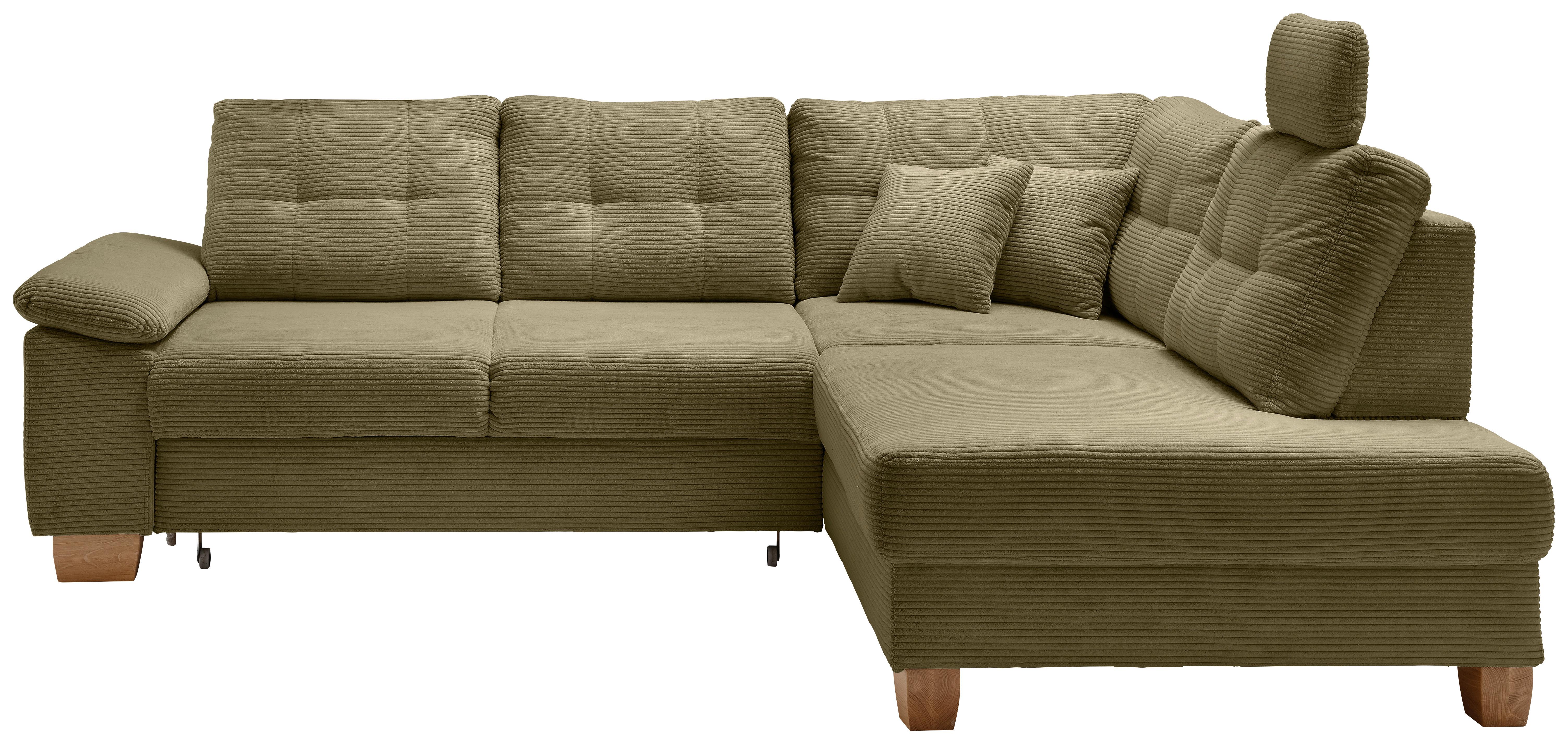 Ecksofa Brizzini Olivgrün S: 274x206 cm - Naturfarben/Olivgrün, MODERN, Textil (274/206cm) - Livetastic