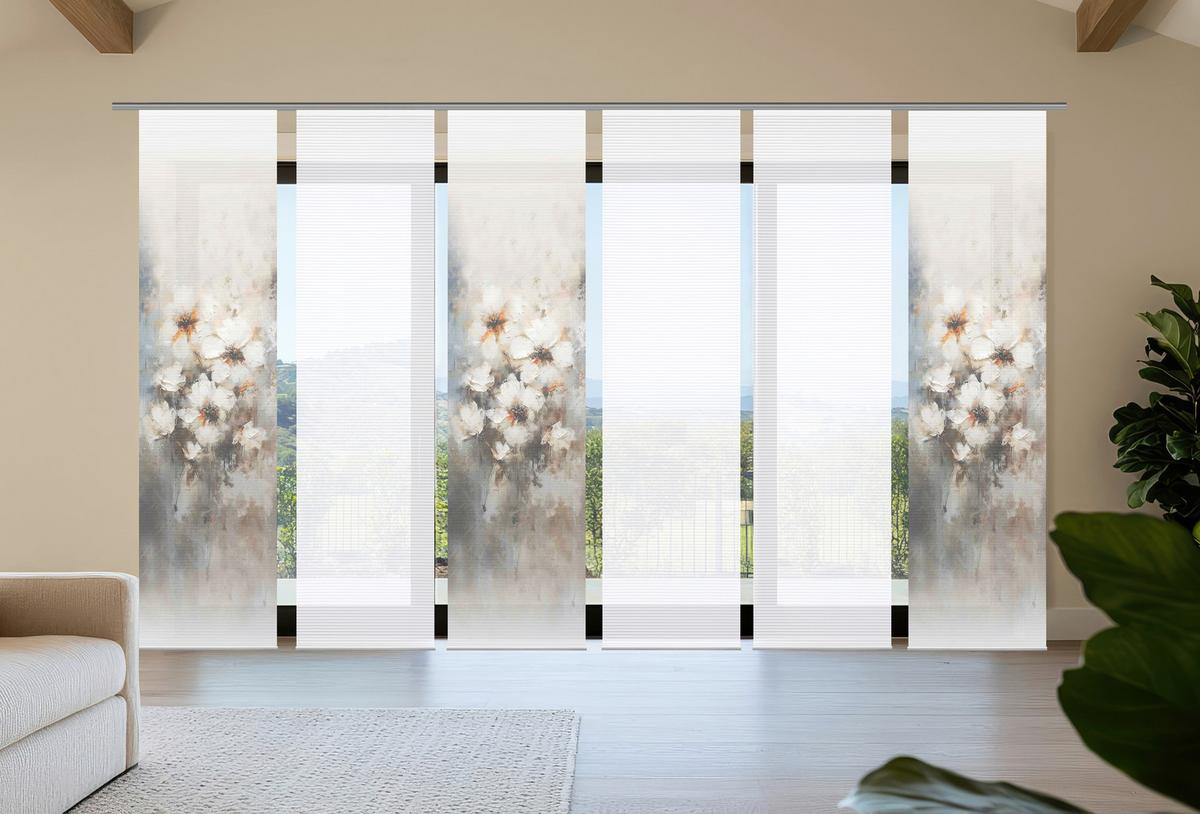 Flächenvorhang Aristea 6er Set - Hellgrau/Naturfarben, Natur, Textil (60/245cm)