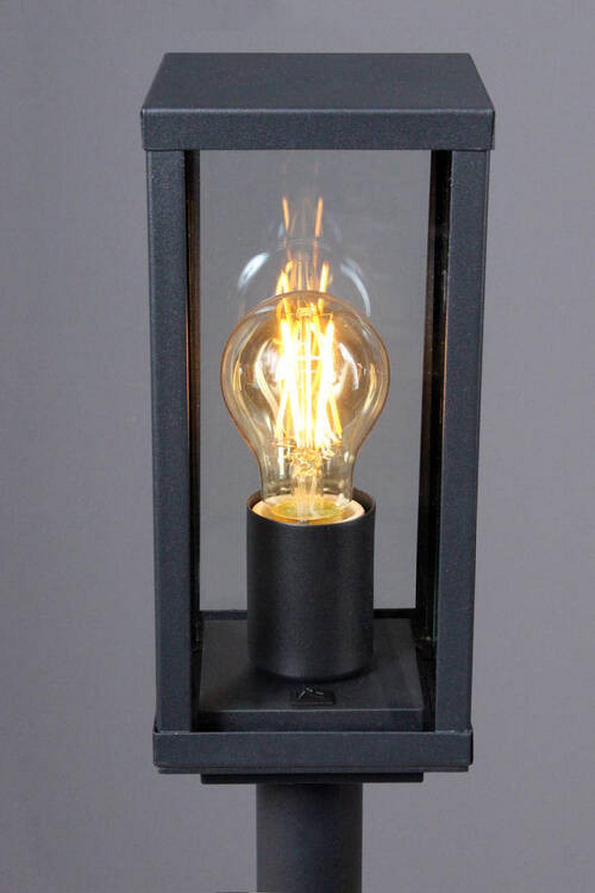 Wegeleuchte Karo 60 Watt Glas Metall - Klar/Schwarz, Basics, Glas/Metall (100/11/11cm)