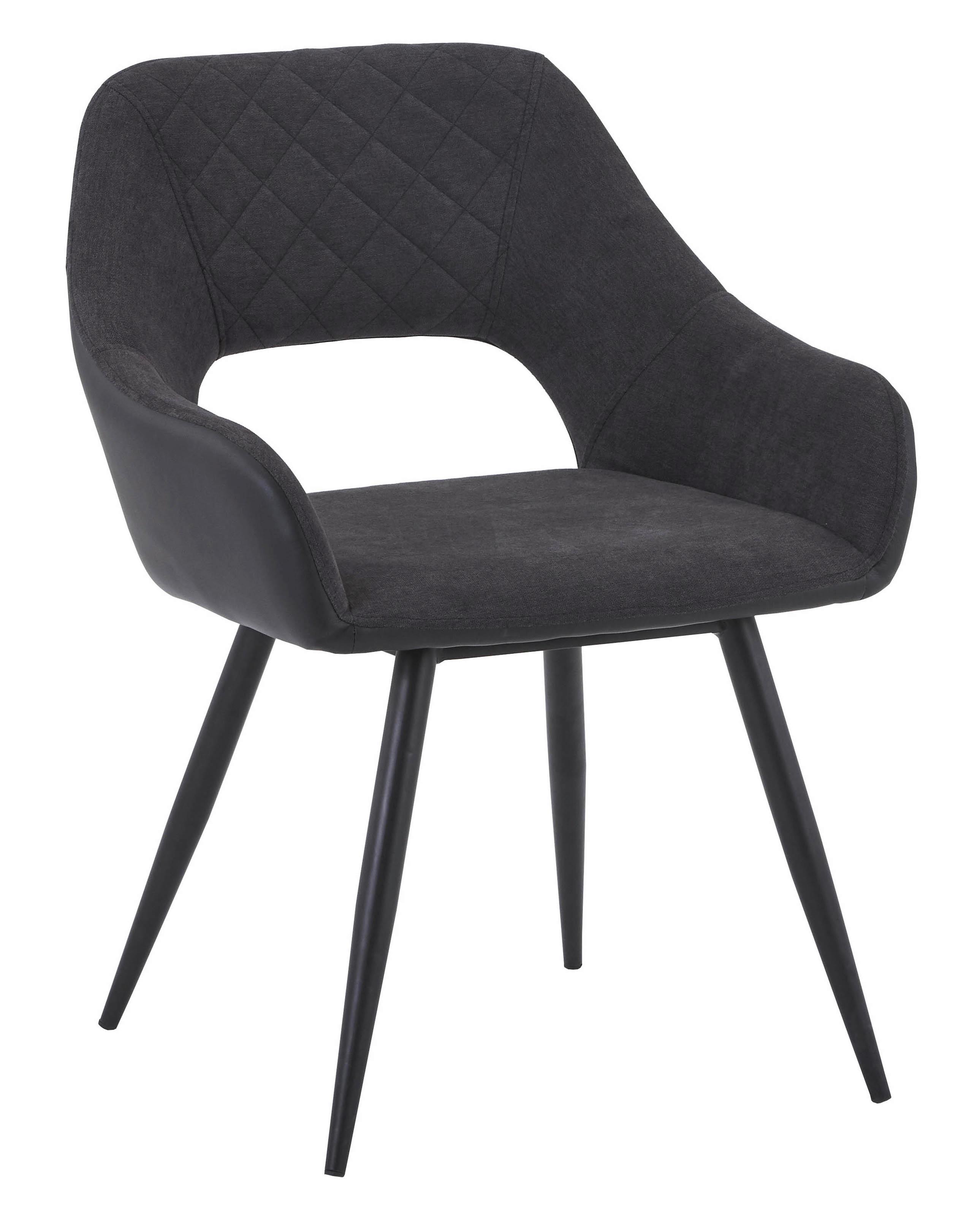 Armlehnstuhl Porto Lederlook Anthrazit Gepolstert - Anthrazit/Schwarz, MODERN, Textil/Metall (59/79/60cm) - MID.YOU