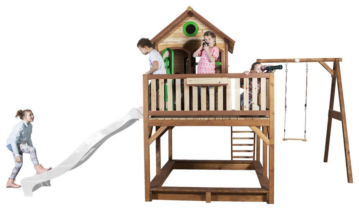 Spielturm A030.152.90 - Weiß/Braun, KONVENTIONELL, Holz/Kunststoff (541/291/277cm) - Ambia Garden