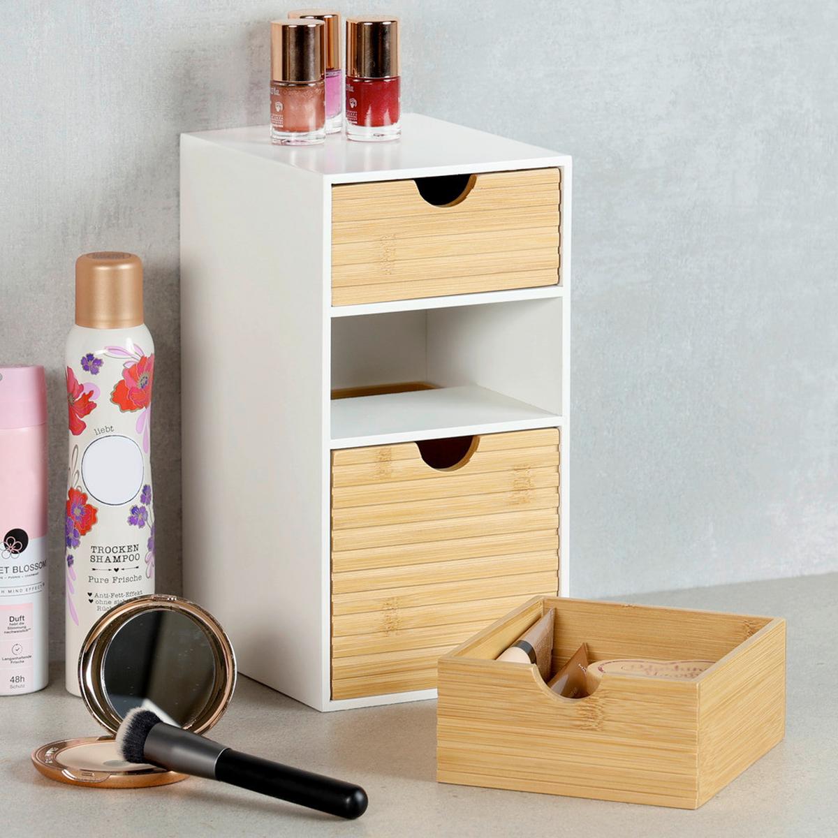 TISCHORGANIZER Bambus, Weiß/Naturfarben - Naturfarben/Weiß, Basics, Holz/Holzwerkstoff (14/16/27cm) - Kesper