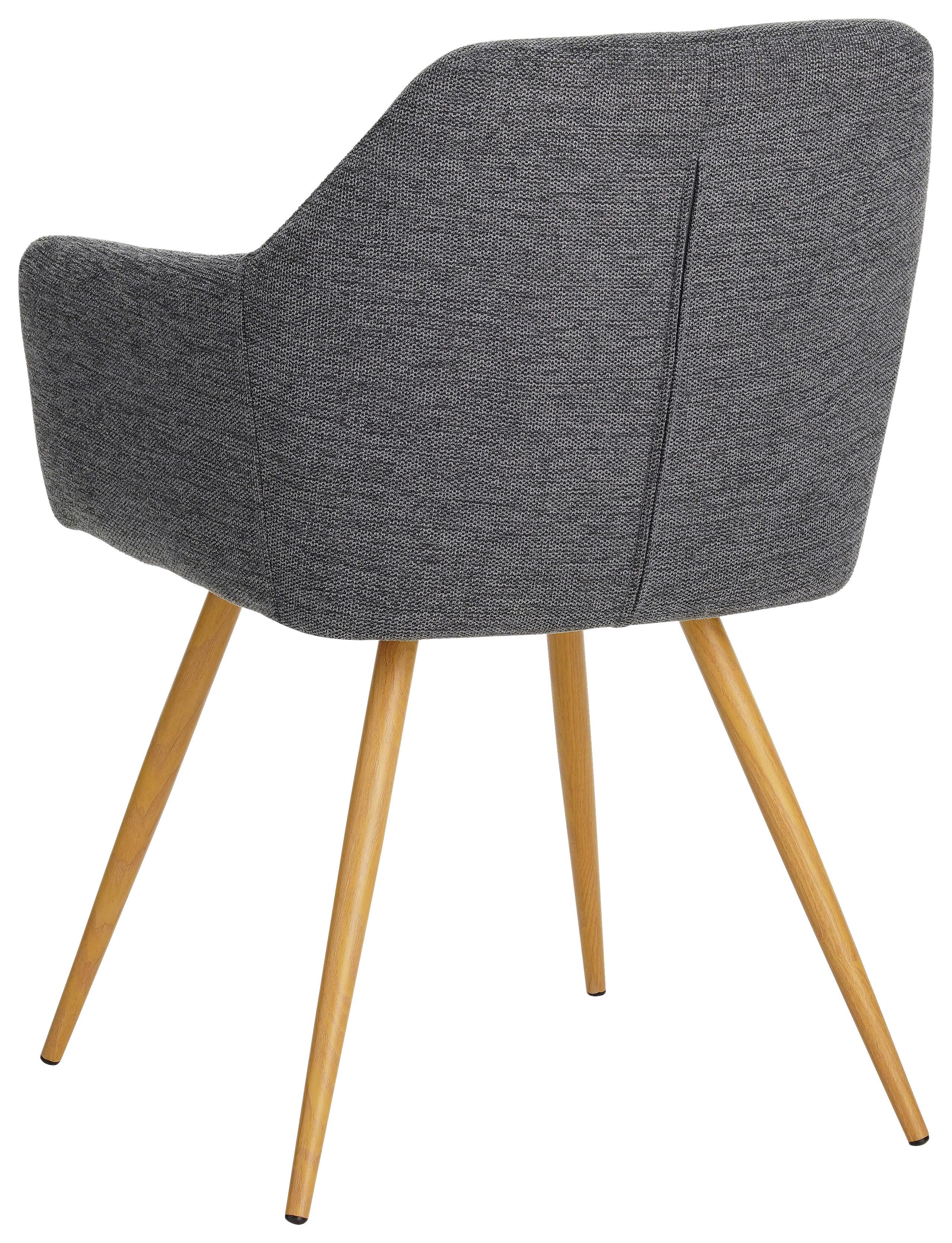 Armlehnstuhl Melinda Anthrazit - Anthrazit/Naturfarben, MODERN, Textil/Metall (56/81,5/63cm) - MID.YOU
