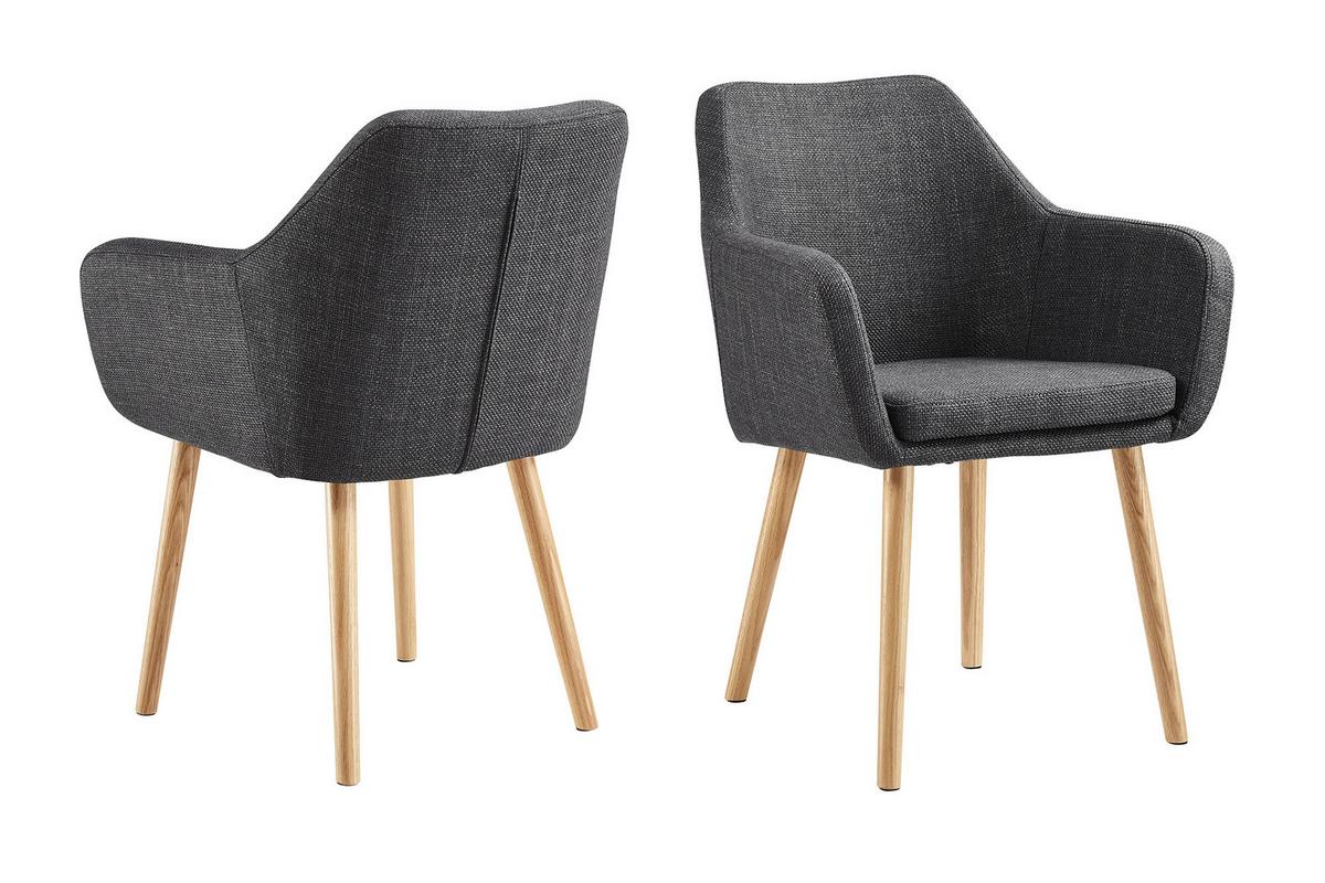 Armlehnstuhl Dunkelgrau B: 62cm - Dunkelgrau/Naturfarben, MODERN, Holz/Textil (62/84/60cm) - Livetastic