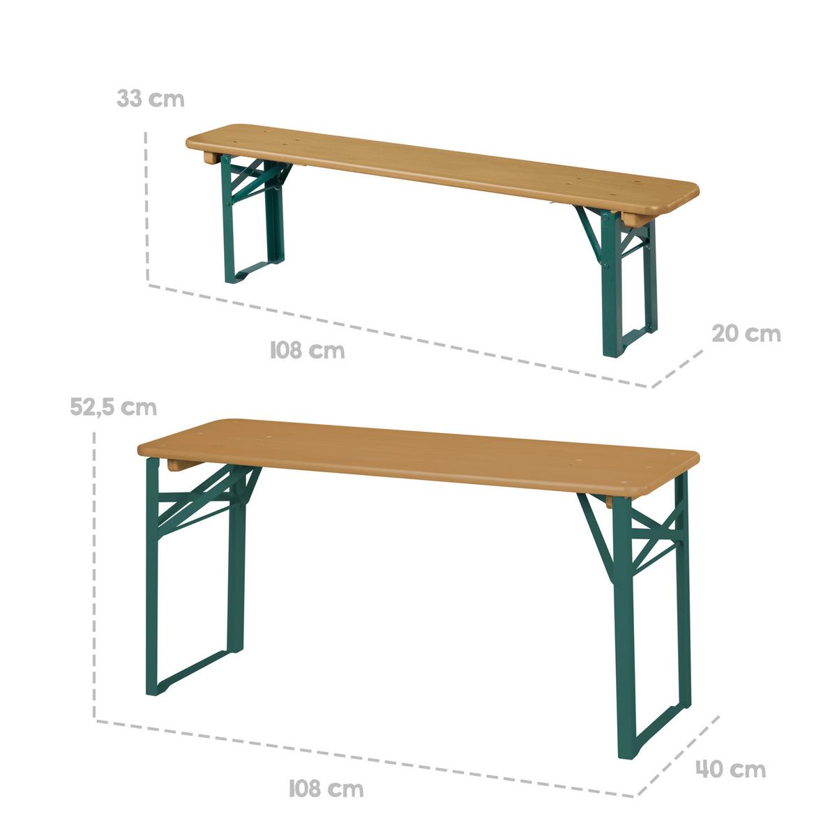 Kindersitzgruppe 3-Teilig natur/Grün - Naturfarben/Grün, Basics, Holz/Metall (109/52/40cm)