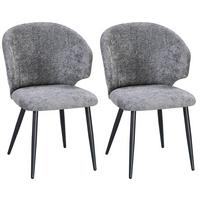 Vierfußstuhl Sindy Chenille Grau - Schwarz/Grau, MODERN, Textil/Metall (63/84/58cm) - MID.YOU