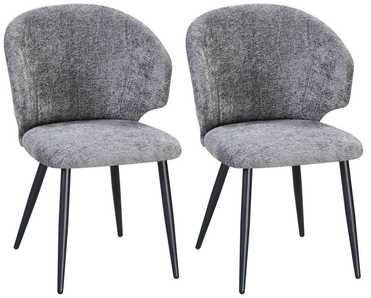 Vierfußstuhl Sindy Chenille Grau - Schwarz/Grau, MODERN, Textil/Metall (63/84/58cm) - MID.YOU