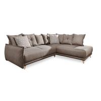 Ecksofa mit Schlaffunktion und Bettkasten Lazy Lukka Webstoff - Hellbraun/Beige, Basics, Textil (235/190cm) - MID.YOU