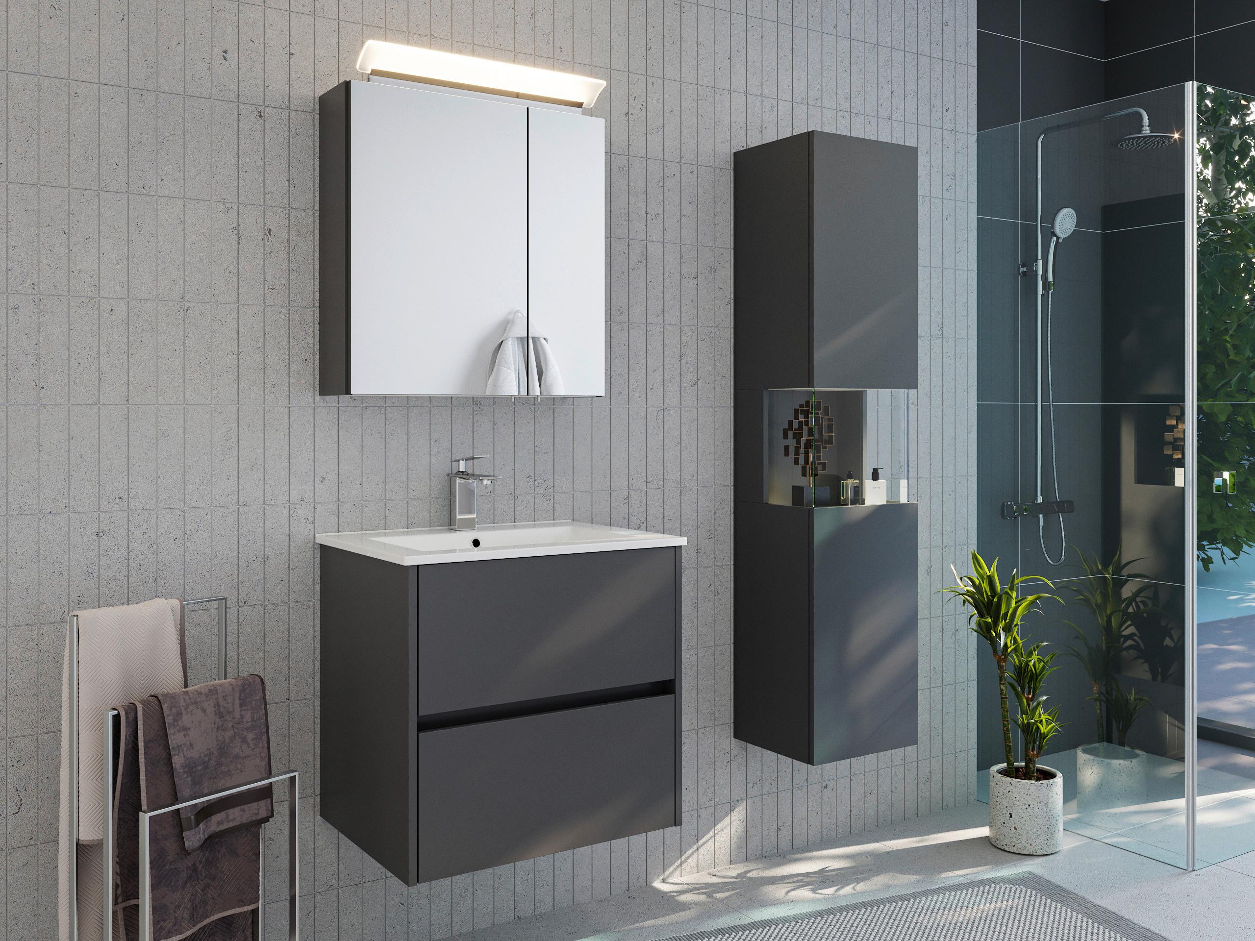 Waschtischkombi Limes Graphitfarben B: 61,5 Cm - Graphitfarben/Weiß, MODERN, Keramik/Holzwerkstoff (61,5/58,5/46,5cm) - MID.YOU