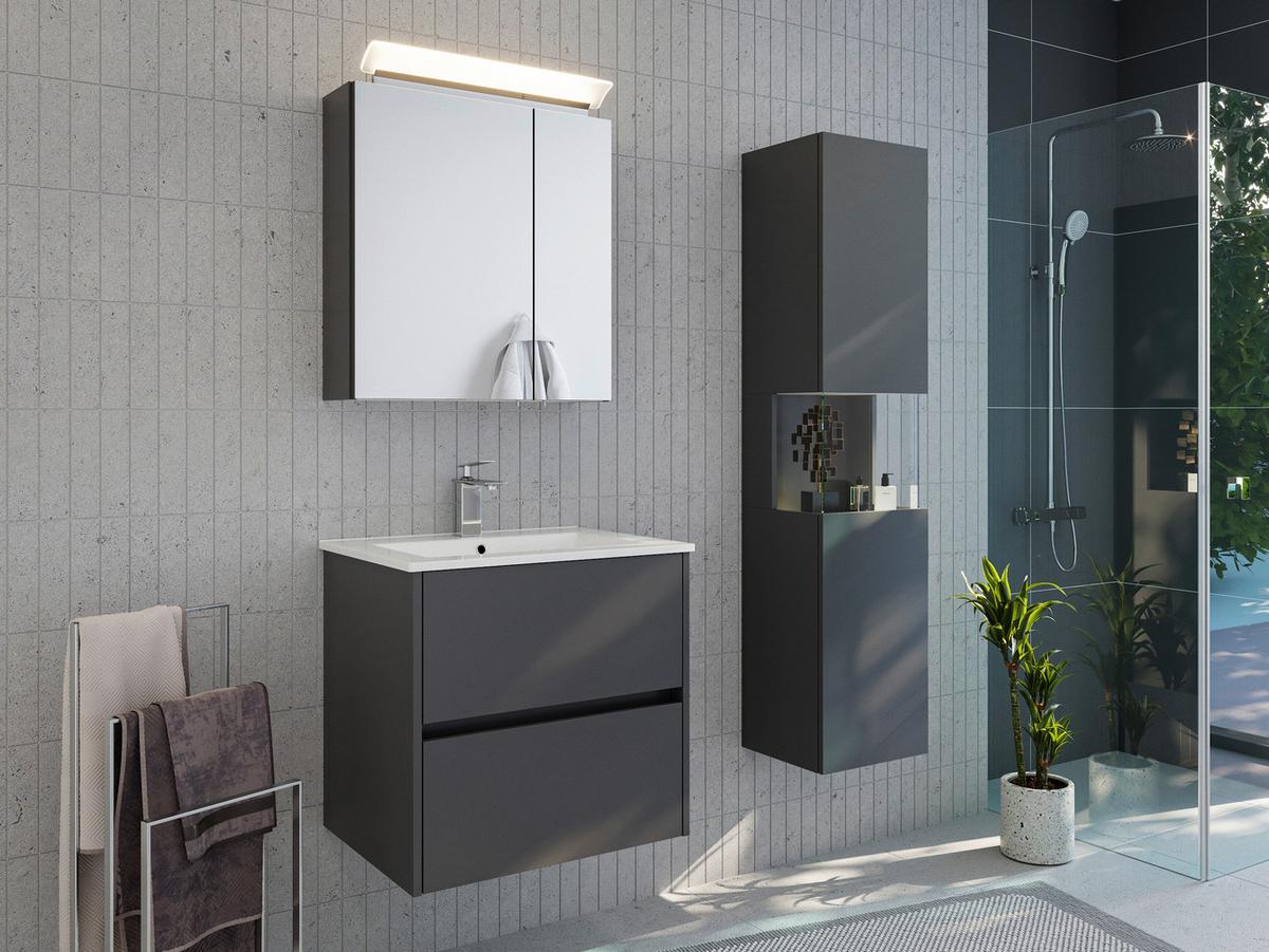 Waschtischkombi Limes Graphitfarben B: 61,5 Cm - Graphitfarben/Weiß, MODERN, Keramik/Holzwerkstoff (61,5/58,5/46,5cm) - MID.YOU