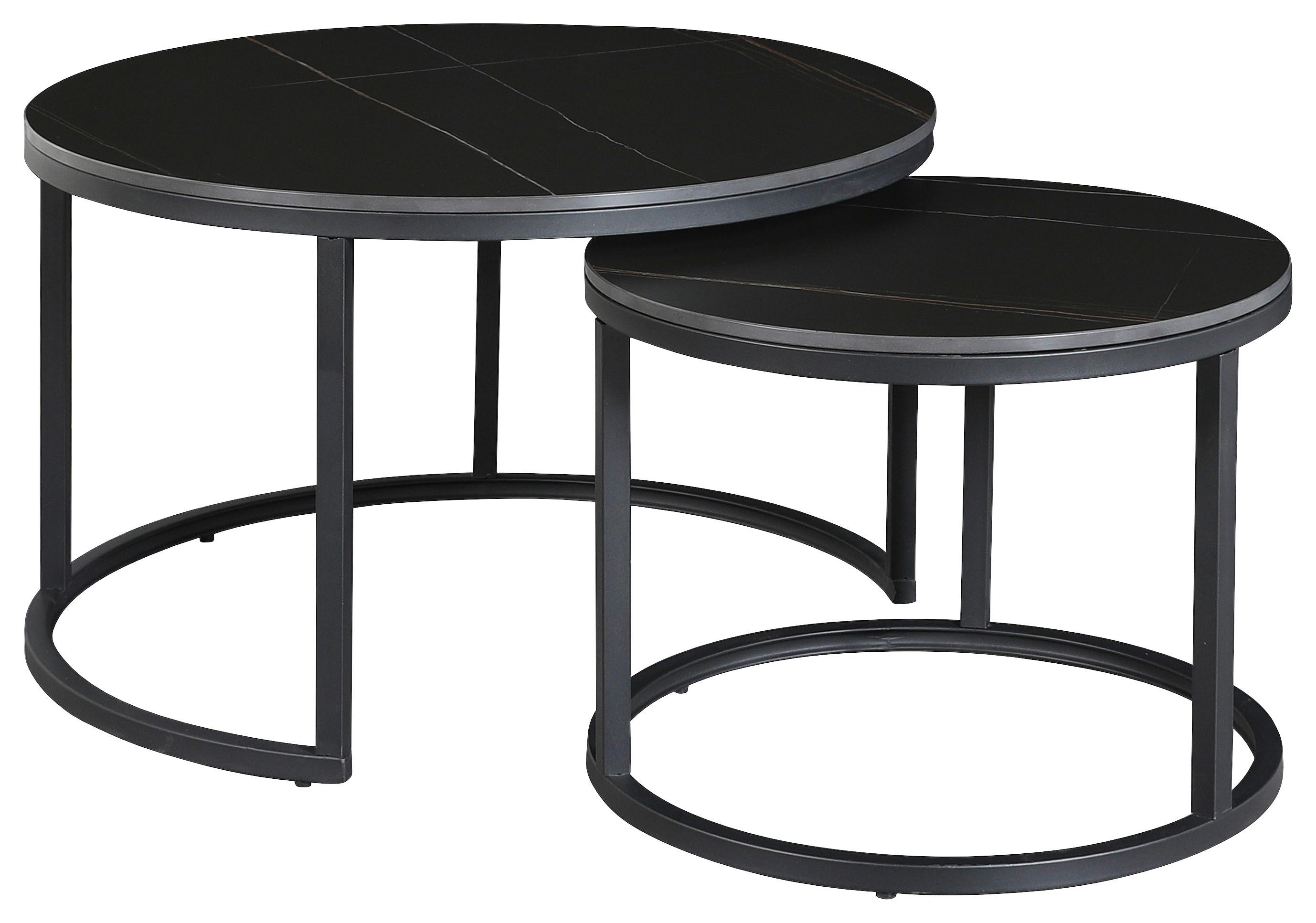 Couchtisch Leyton - Schwarz, KONVENTIONELL, Stein/Metall (68/68/43cm) - MID.YOU