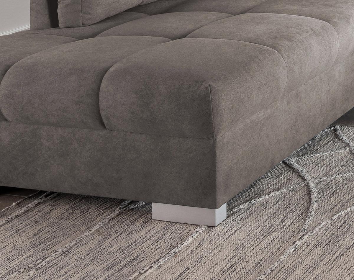 Eckschlafsofa Alvito Graubraun S: 202/298 cm - Graubraun/Silberfarben, Design, Textil (202/298cm) - MID.YOU