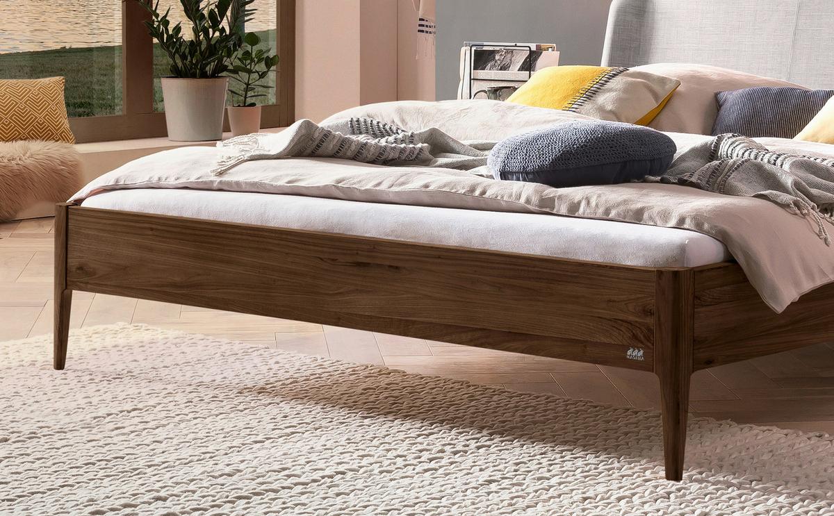 Bett Pienza Nussbaumfarben 140x200 Cm - Nussbaumfarben/Hellgrau, MODERN, Holz/Textil (140/200cm) - Hasena