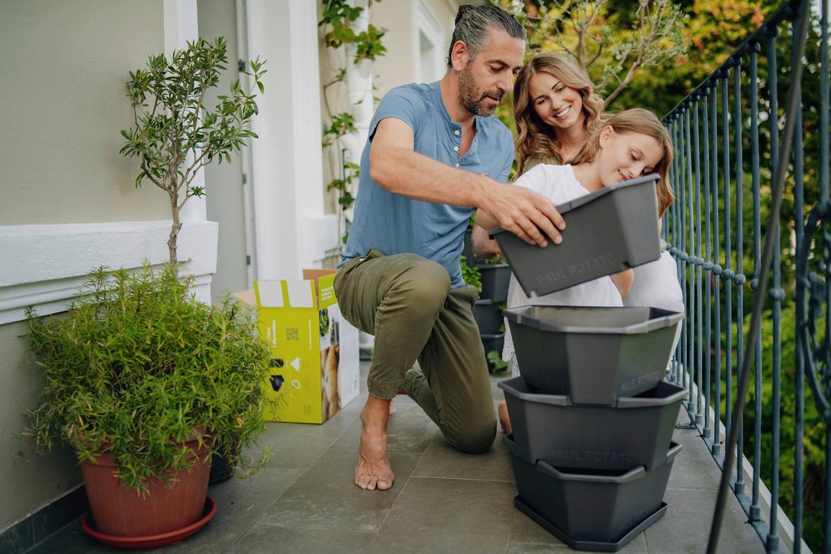 Übertopf Paul Kunststoff Outdoor B/H/T: 44x65x44 cm - Anthrazit, Basics, Kunststoff (44/65/44cm) - Gusta Garden