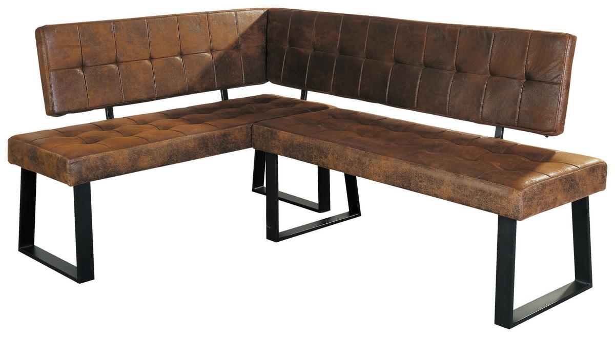 Eckbank Braun Lavik 134x185 cm - Schwarz/Braun, MODERN, Textil/Metall (134/185cm) - MID.YOU