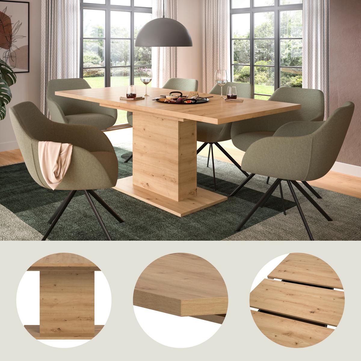 VÝSUVNÝ STŮL MARLON 150 AZ - dub artisan, Konvenční, kompozitní dřevo (150-190/90/76cm) - MID.YOU