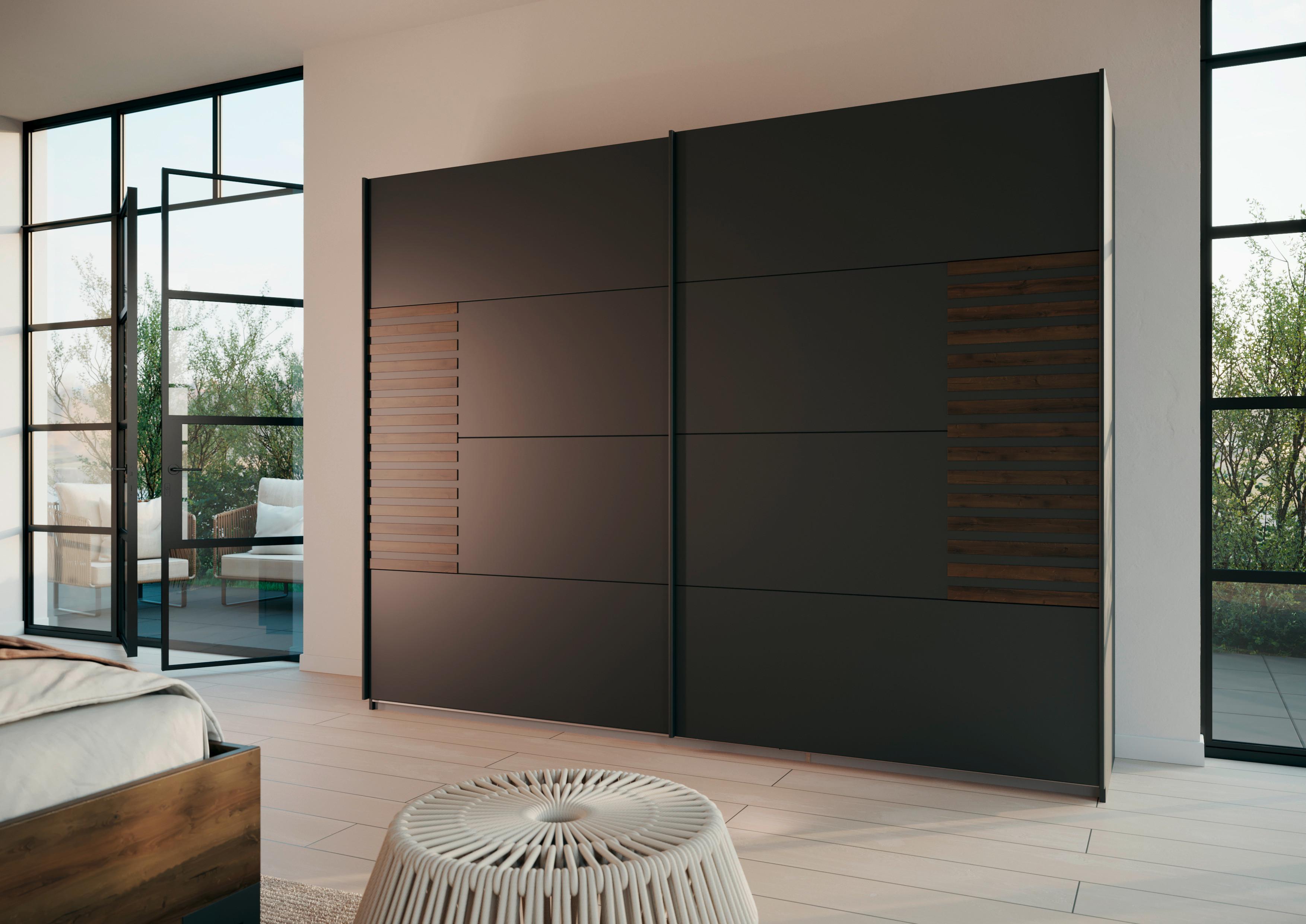 Schwebetürenschrank Barea Dunkelgrau Eiche Dekor - Eiche dunkel/Dunkelgrau, MODERN, Holzwerkstoff (271/210/62cm) - Rauch Möbel