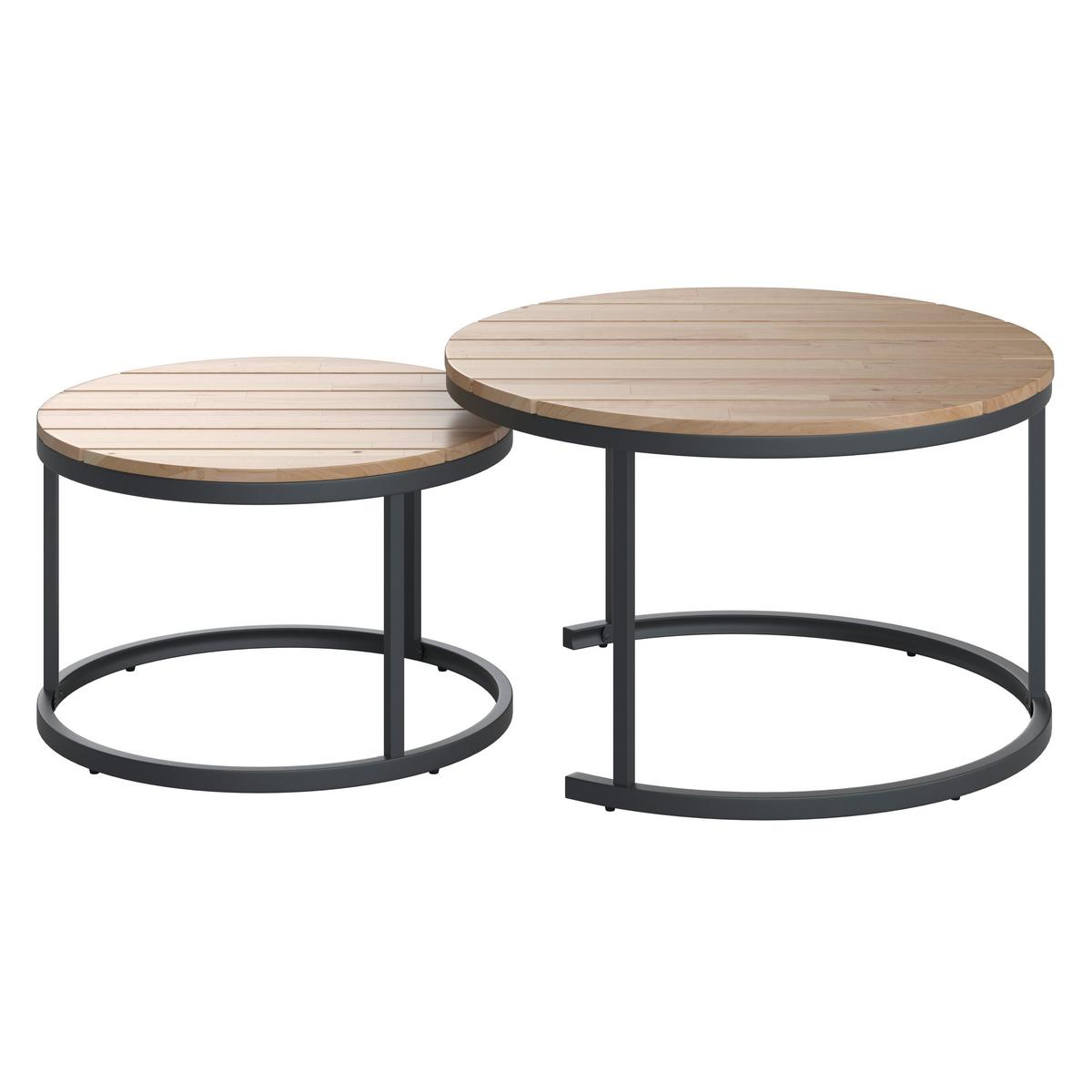 Záhradná sedacia súprava LORENA - čierna/farba akácie, Modern, kov/drevo (241/67/69cm) - Bessagi Garden