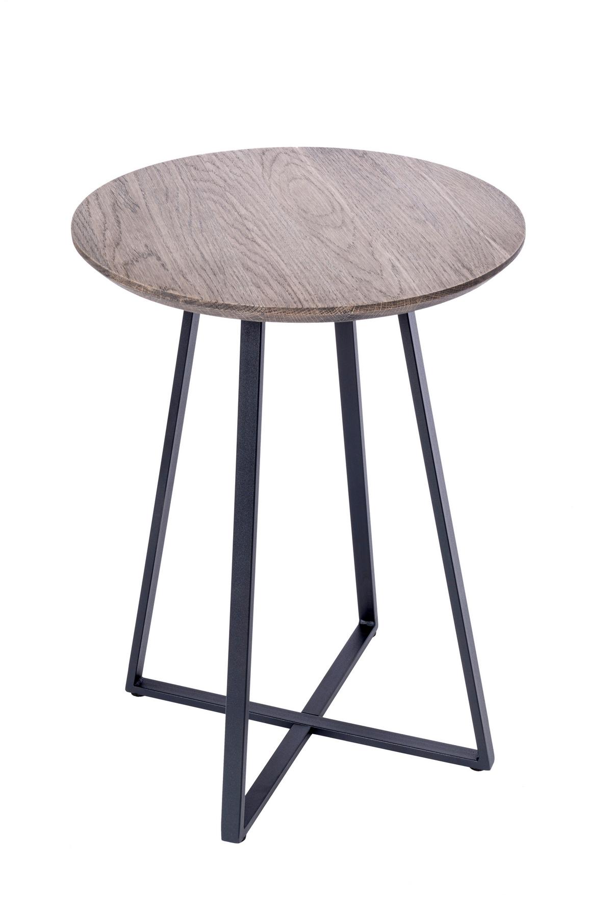 Beistelltisch Justus Schwarz/Eiche dunkel H: 55cm - Eiche dunkel/Schwarz, Natur, Holz/Metall (40/55cm)