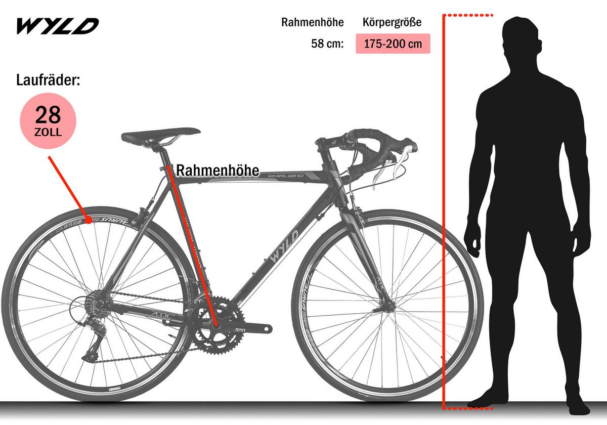 Wyld Rennrad Whirlwind 200 28 Zoll Rh 58 Cm - Schwarz, Basics, Metall (25/140/60cm)