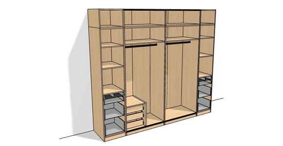 Schwebetürenschrank + Spiegel B: 274cm Ondega Eiche Dekor - Eichefarben, KONVENTIONELL, Holzwerkstoff (274/242,2/61cm) - Ondega