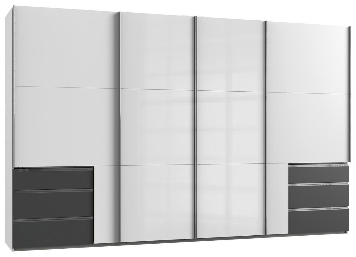 Skřiň s posouvacími dveřmi LEVEL 350 - barvy grafitu/barvy chromu, Moderní, kov/kompozitní dřevo (350/216/65cm) - MID.YOU