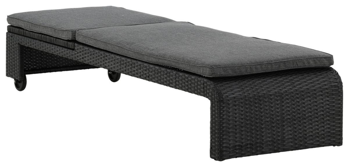 Sonnenliege London Kunststoff verstellbar - Schwarz, KONVENTIONELL, Kunststoff (60/32/196cm) - Gardenson