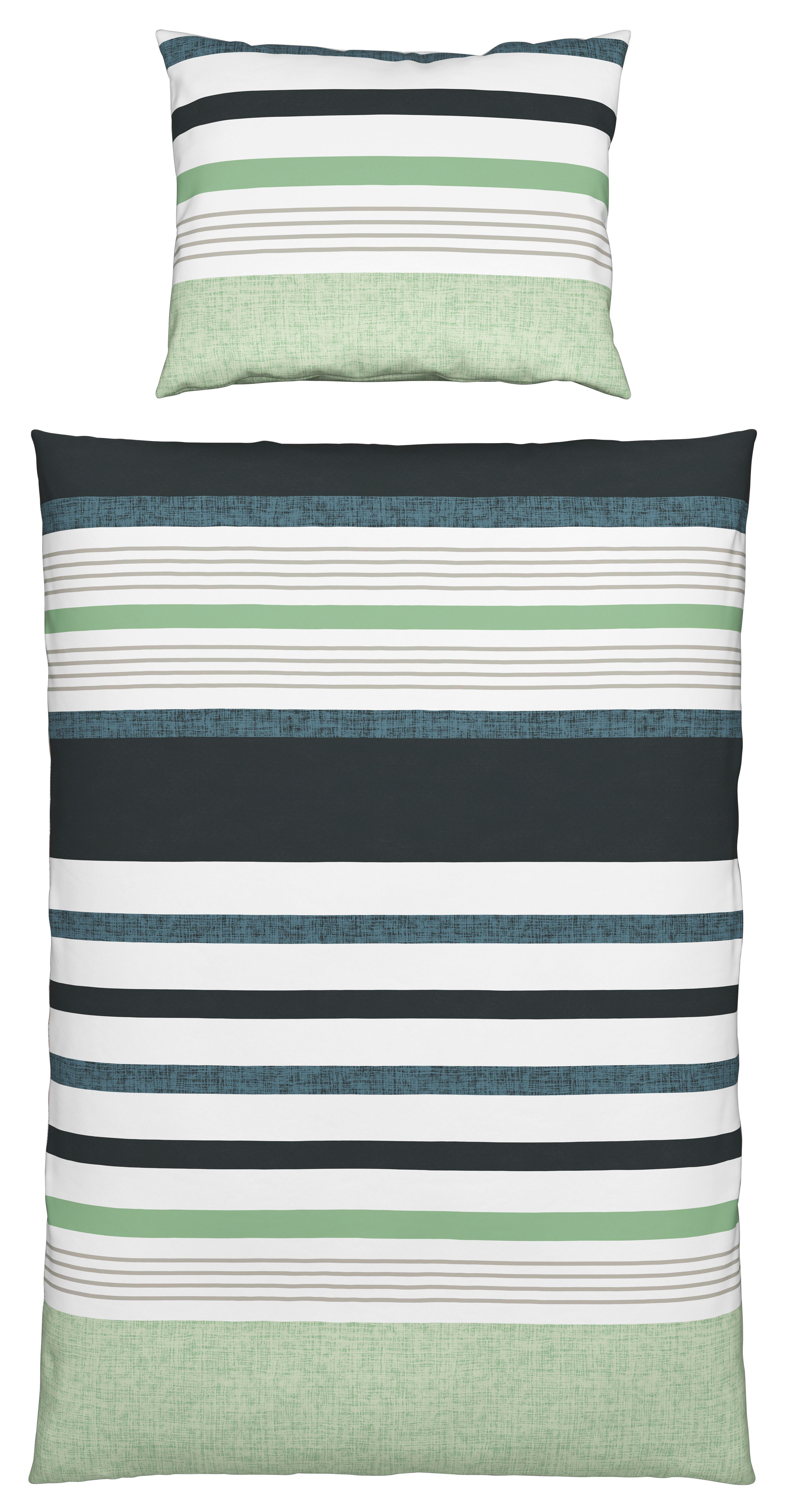 Bettwäsche Davina - Grau/Grün, MODERN, Textil - Luca Bessoni