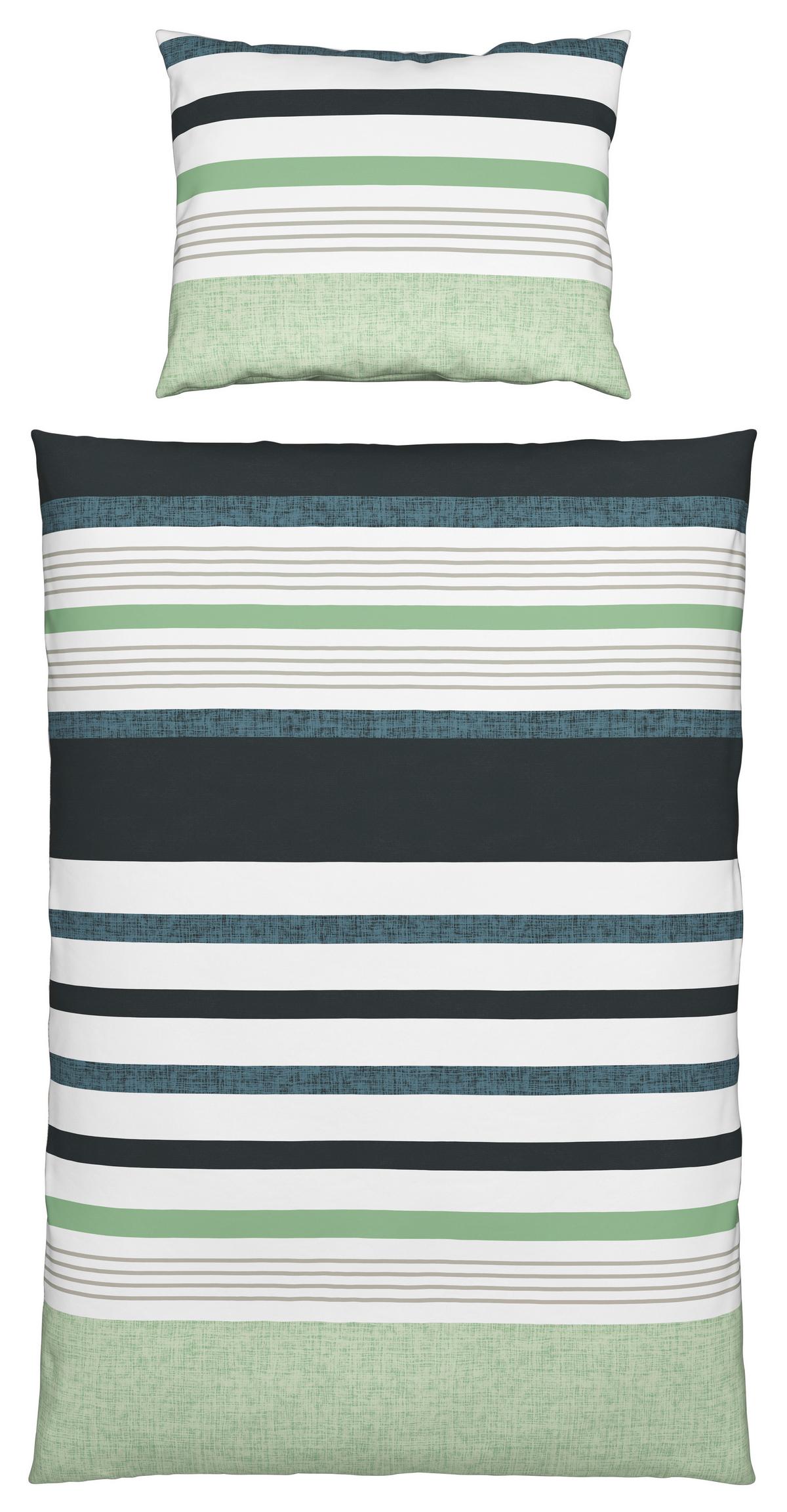 Bettwäsche Davina - Grau/Grün, MODERN, Textil - Luca Bessoni