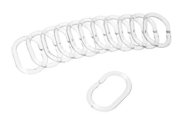 Interdeco Duschvorhangringe 16-tlg. - Klare C-Form Ringe Für Duschstangen
