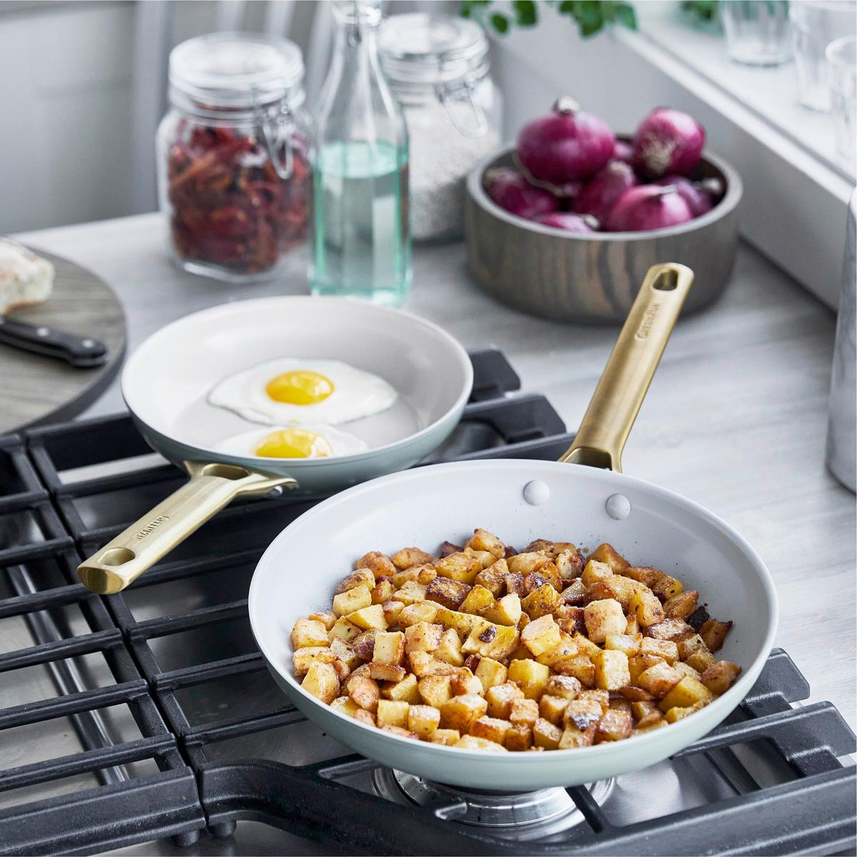 Pfanneset Padova Reserve Gold/Hellblau/Weiß D: 20/28 cm - Goldfarben/Weiß, Basics, Metall (20 & 28cm) - GreenPan