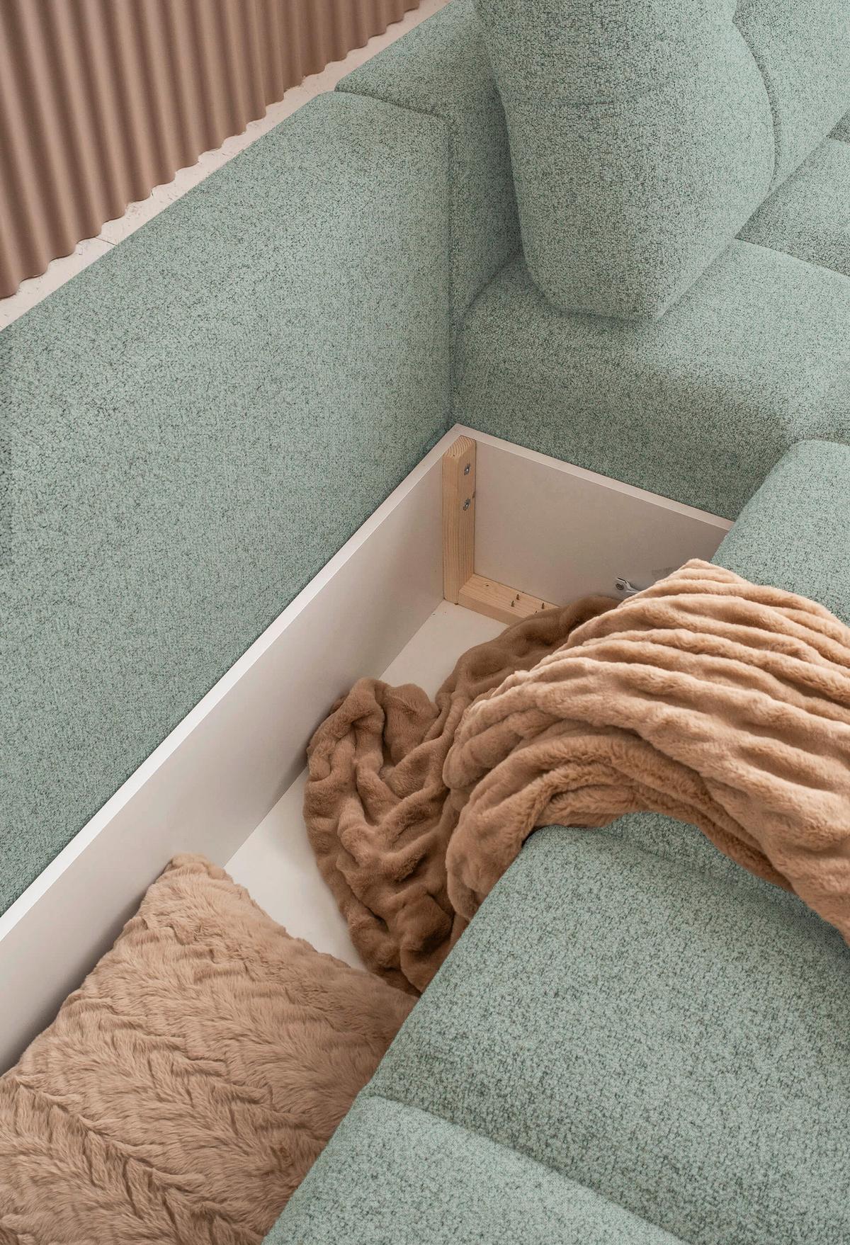 Ecksofa Lulu Türkis S: 268x184cm - Türkis/Schwarz, Design, Textil (268/184cm) - MID.YOU